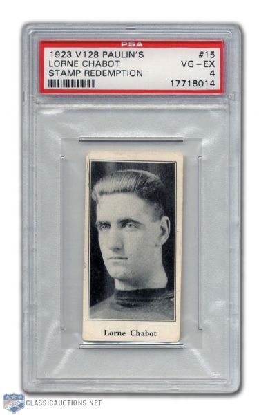 1923-24 Paulins Candy V128 #15 Lorne Chabot - Graded PSA 4