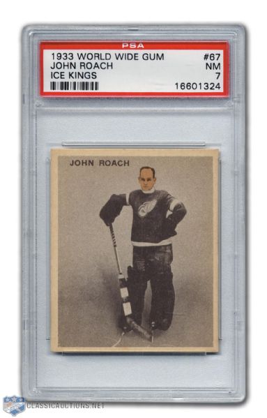 1933-34 World Wide Gum Ice Kings V357 #67 - John Roach Graded PSA 7