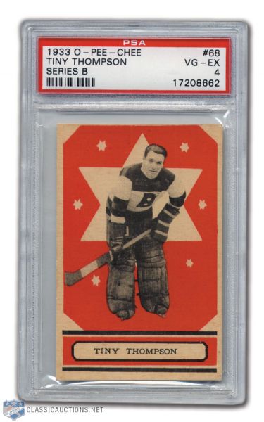 1933-34 O-Pee-Chee "Series B" #68 Tiny Thompson RC Graded PSA 4