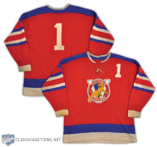 Jerry Cotnoirs Early-1950s PCHL Victoria Cougars Game-Used Wool Jersey