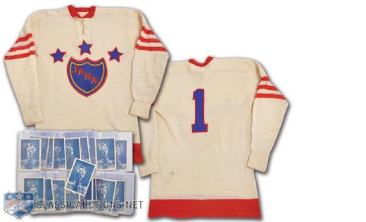 Marcel Pailles Circa 1952 Junior All-Star Game Game-Used Wool Jersey and 1949-50 Quebec Citadelles Team Picture Set