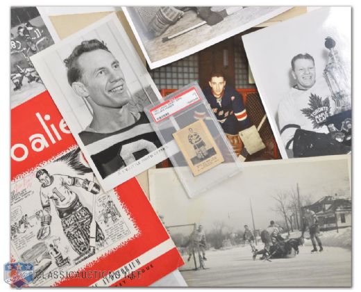 Goalie Greats of the 1930s to 1950s Photo and Program Collection of 12