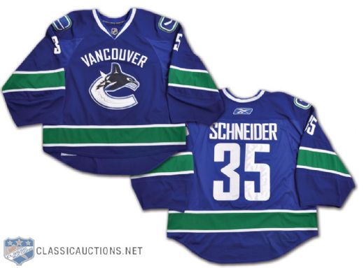 Cory Schneiders 2009-10 Vancouver Canucks Game-Worn Jersey