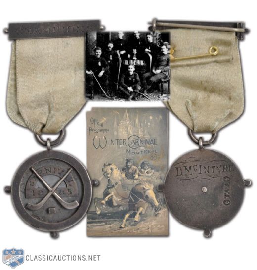 1885 Montreal Winter Carnival Championship Medal Presented to D. McIntyre of Montreal Hockey Club (AAA) - Earliest Known Hockey Award