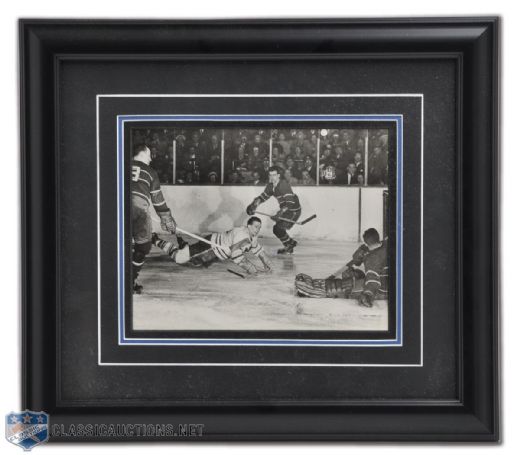 Rare Bill Barilko 1951 Reversed Stanley Cup Overtime Goal Framed Photo