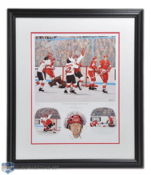 1972 Canada-Russia Series "Henderson Scores for Canada" Framed Signed Lithograph