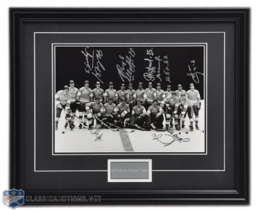 1972 Soviet Union National Team Framed Team-Signed Photo, Featuring Tretiak, Yakushev and Mikhailov (18" x 22")