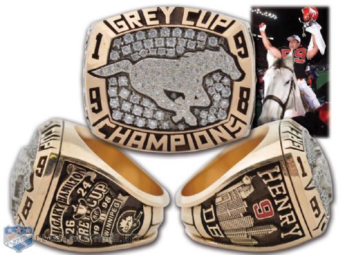 Aldi Henrys 1998 Calgary Stampeders Grey Cup 10K Gold & Diamond Championship Ring