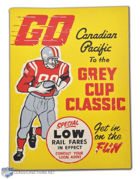 1955 Grey Cup Canadian Pacific Stand-Up Advertising Sign