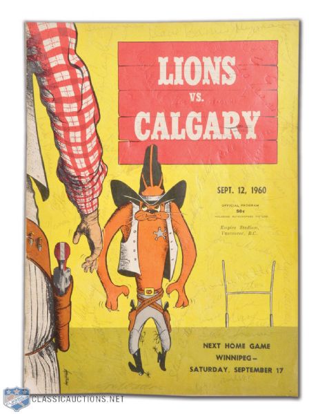 1960 CFL British Columbia Lions Team-Signed Program