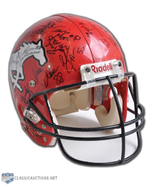 Calgary Stampeders Late-1990s Team-Signed Game-Worn Helmet