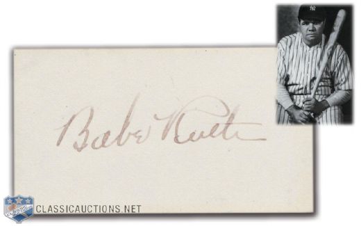 New York Yankees Legend Babe Ruth Autographed Cut