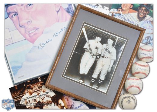 New York Yankees Joe DiMaggio & Mickey Mantle Signed Ball & Photo Collection of 10