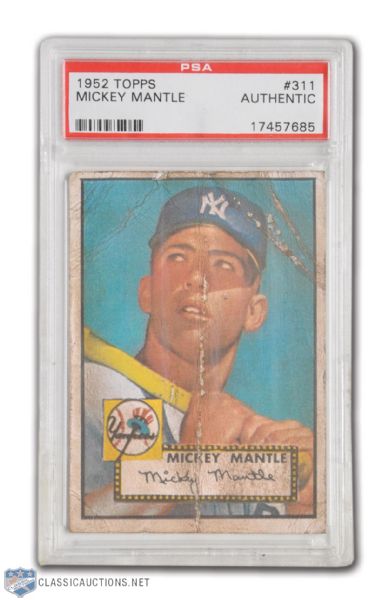 1952 Topps #311 - Mickey Mantle PSA Authentic