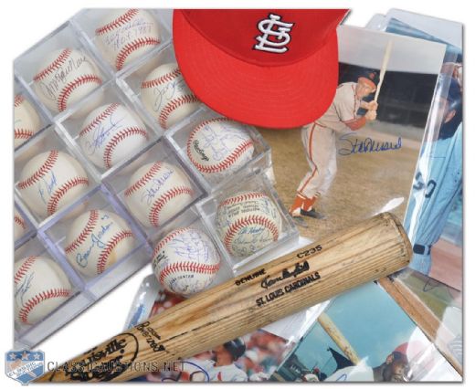 Cardinals, Cubs & White Sox Signed Baseball, Photo and Game-Used Equipment Collection of 37