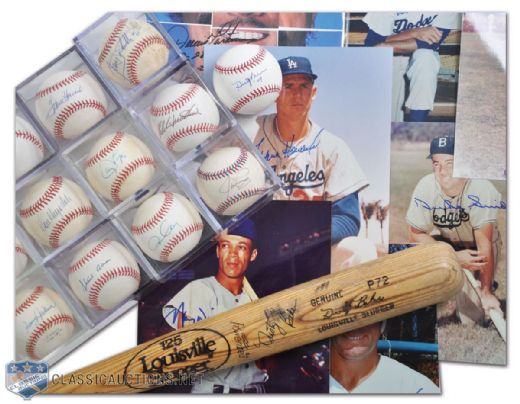 Dodgers, Angels, Braves Signed Baseball, Photo and Game-Used Equipment Collection of 24
