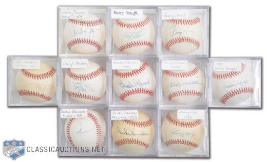 Hall-of-Famers (8) and All-Stars (3) Signed Baseball Collection of 11