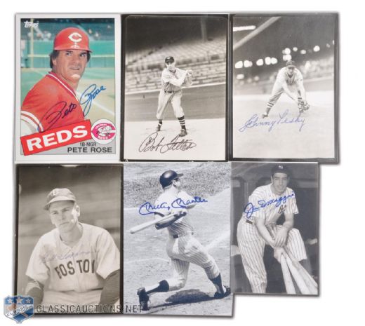 Joe DiMaggio, Mickey Mantle and Other Stars Signed Photo Collection of 6
