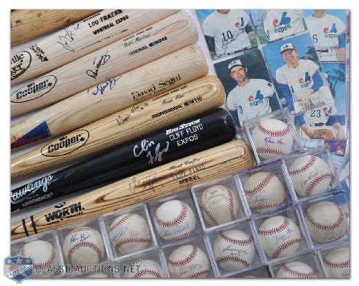 Montreal Expos Massive Autographed Baseballs and Photos & Game-Used Bats Memorabilia Collection