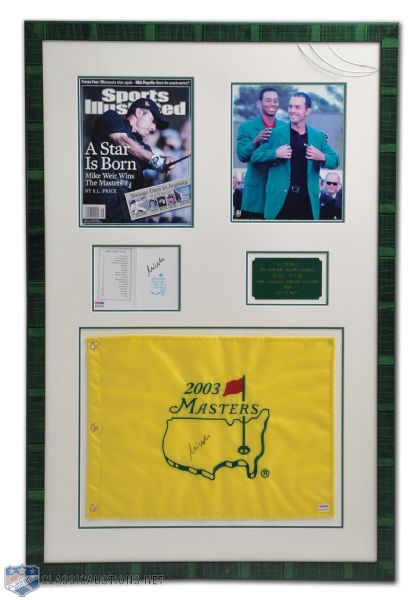 Mike Weir 2003 Masters Signed Flag & Card Framed Montage (40" x 26 1/2")