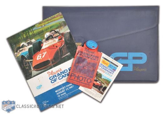 1967 First Grand Prix of Canada Memorabilia Collection of 6, Featuring Program Signed by Brabham, Clark, Hulme and Gurney