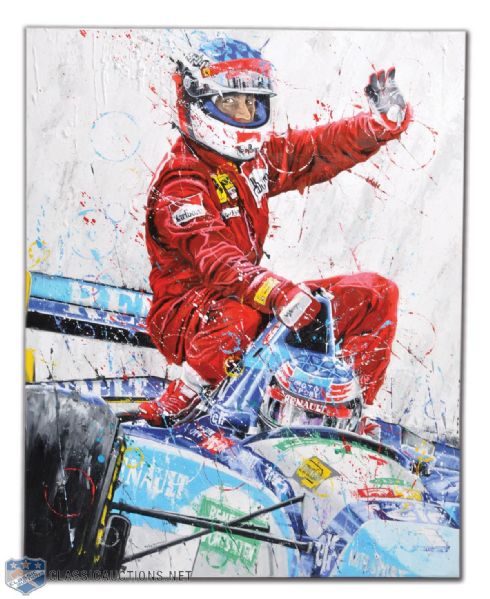 Jean Alesi & Michael Schumacher 1995 "Taxi" Original Painting from Art Rotondo - Unique Original piece