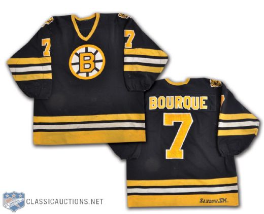 Ray Bourques 1982-83 Boston Bruins Game-Worn Jersey - Hammered With Team Repairs!