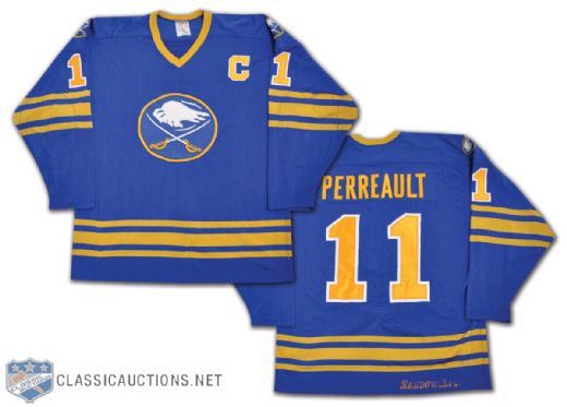 Gilbert Perraults Circa 1982 Buffalo Sabres Game-Worn Jersey with Name Plate Change