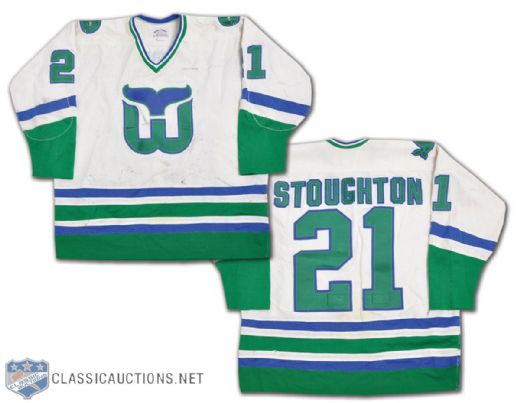 Blaine Stoughtons 1980-81 Game-Worn Hartord Whalers Jersey
