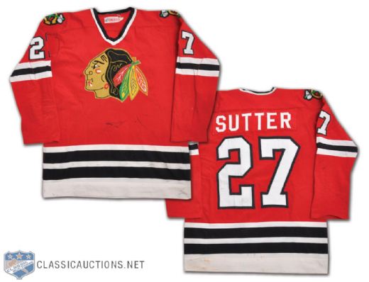 Darryl Sutters Circa 1980 Chicago Black Hawks Game-Worn Jersey