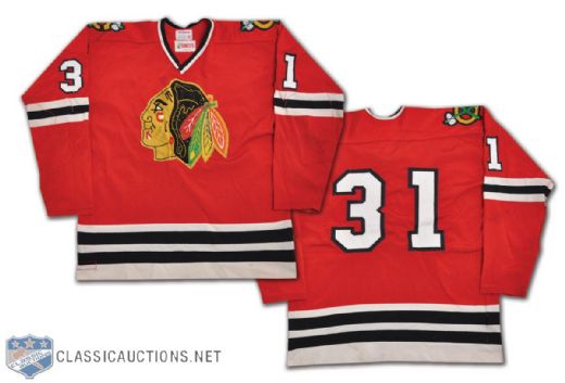 Circa 1975 Chicago Black Hawks Game-Worn Number 31 Jersey