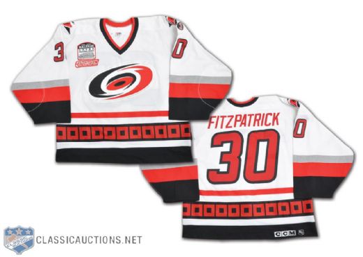 Mark Fitzpatricks 1999-2000 Game-Worn Carolina Hurricanes Jersey w/Raleigh Patch