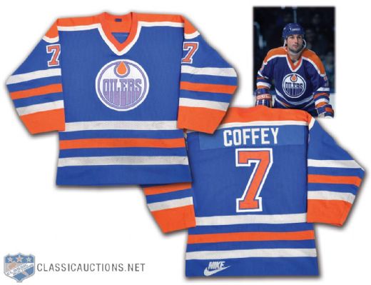 Paul Coffeys 1985-86 Edmonton Oilers Game-Worn Jersey - Photo-Matched!