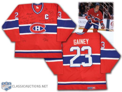 Bob Gaineys Circa 1988 Montreal Canadiens Multi Signed Game-Worn Jersey