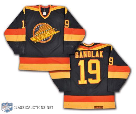 Jim Sandlaks 1987-88 Vancouver Canucks Game-Worn Jersey