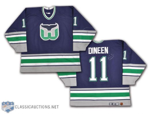 Kevin Dineens 1995-96 Hartford Whalers Signed Game-Worn Jersey
