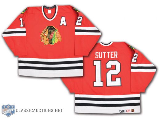 Brent Sutters 1995-96 Chicago Black Hawks Game-Worn Alternate Captains Playoffs Jersey