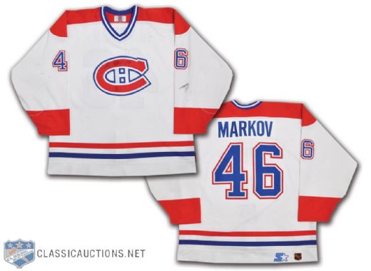 Andrei Markovs 2000-01 Montreal Canadiens Signed Pre-Season Game-Worn Jersey