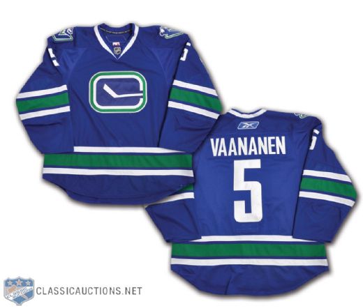 Ossi Vaananens 2008-09 Vancouver Canucks Game-Worn Alternate Jersey