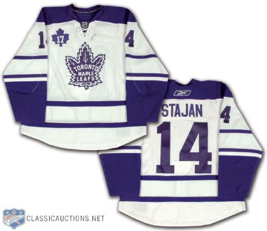 Mat Stajan 2008-09 Toronto Maple Leafs Wendell Clark Retirement Night Game-Worn Jersey