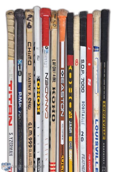 NHL 500-Goal and 450-Goal Scorers Signed & Game-Used Stick Collection of 13