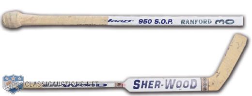 Bill Ranfords Edmonton Oilers Sher-Wood Game-Used Stick