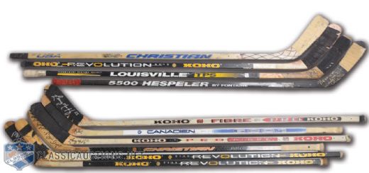 HOFers and All-Stars Signed Game-Used Stick Collection of 10, Including Brett Hull, Hawerchuk, Francis and Murphy