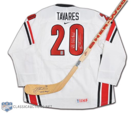 John Tavaress 2008 World Junior Ice Hockey Championships Signed Team Canada Jersey & Stick