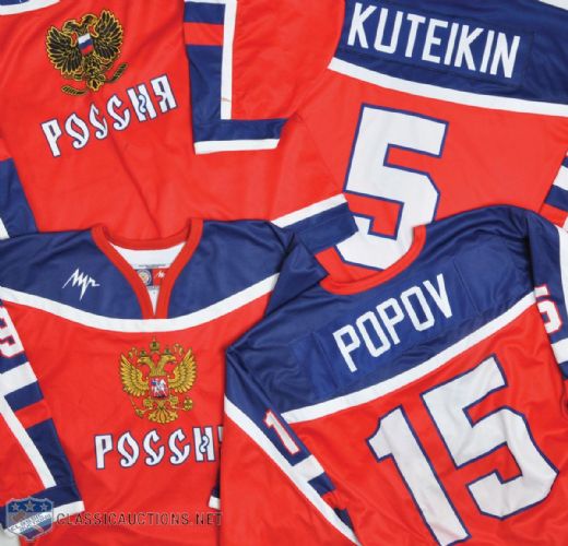 Russian National Team 2003-05 Euro Tour Game-Worn Jersey Collection of 4