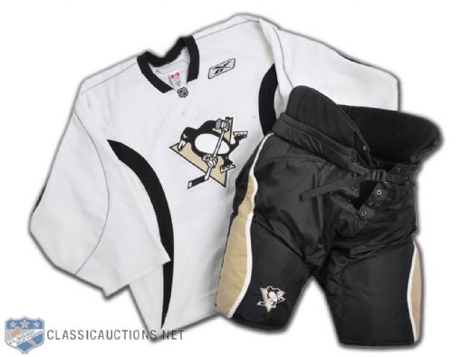 Sergei Gonchars Pittsburgh Penguins Game-Used Pants Plus Goalie Cut Penguins Practice Jersey