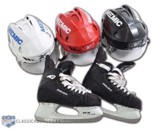 Chris Neil Ottawa Senators Game-Worn Skates and AHL Portland Pirates Game-Worn Helmet Collection of 3