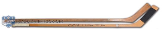 1950s Jean Beliveau Signed CCM Game-Issued Stick & Pre-War One-Piece Hespeler Hockey Stick