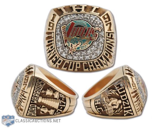 Steve Ludziks 1997 Detroit Vipers IHL Turner Cup 10K Gold and Diamond Championship Ring