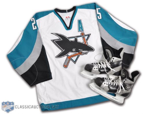 Vincent Damphousses Early-2000s San Jose Sharks Game-Worn Jersey & Game-Used Skates